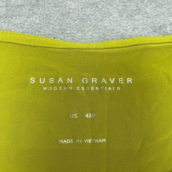 Susan Graver Modern Essentials Lime Green Scoop Neck Top 4XP Women Plus a0215 - Picture 2 of 7